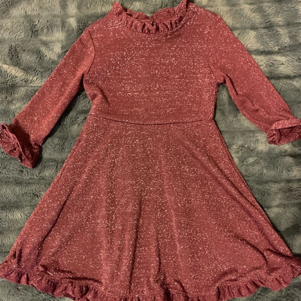 Girls size XS (4-5T) Burgundy Sparkle Dress